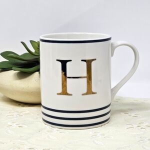 🐿 5/$25 Gold and White Initial "H" Mug Coffee Cup
